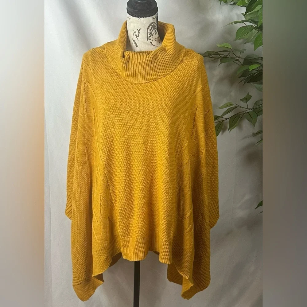 Mustard Sweater Poncho - Picture 2 of 9
